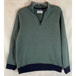 Old Navy Green & Navy‎ Quarter-Zip Fleece Pullover Sweater Casual Comfort XL
